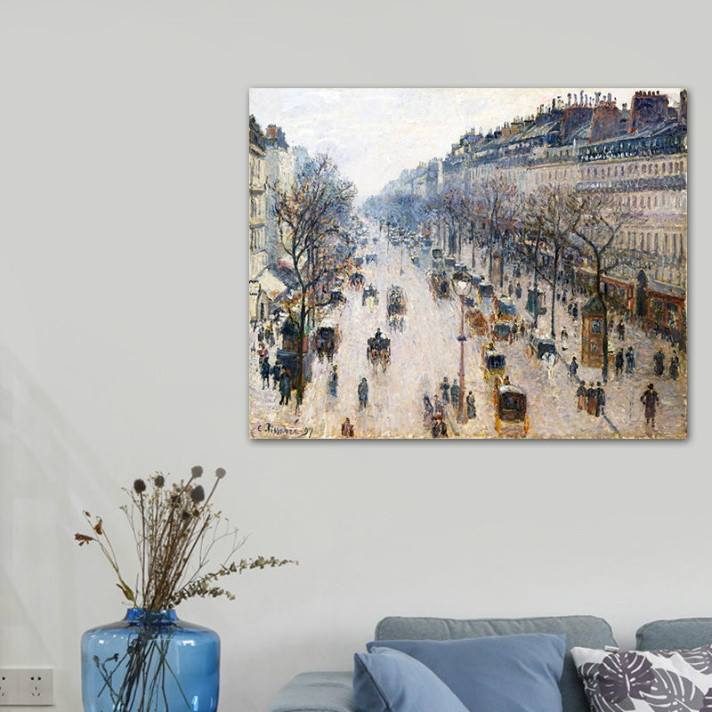 Impressionism Style City Landscape Canvas Pastel Color Bathroom Art Print, Multiple Sizes Clearhalo 'Arts' 'Canvas Art' 1726845