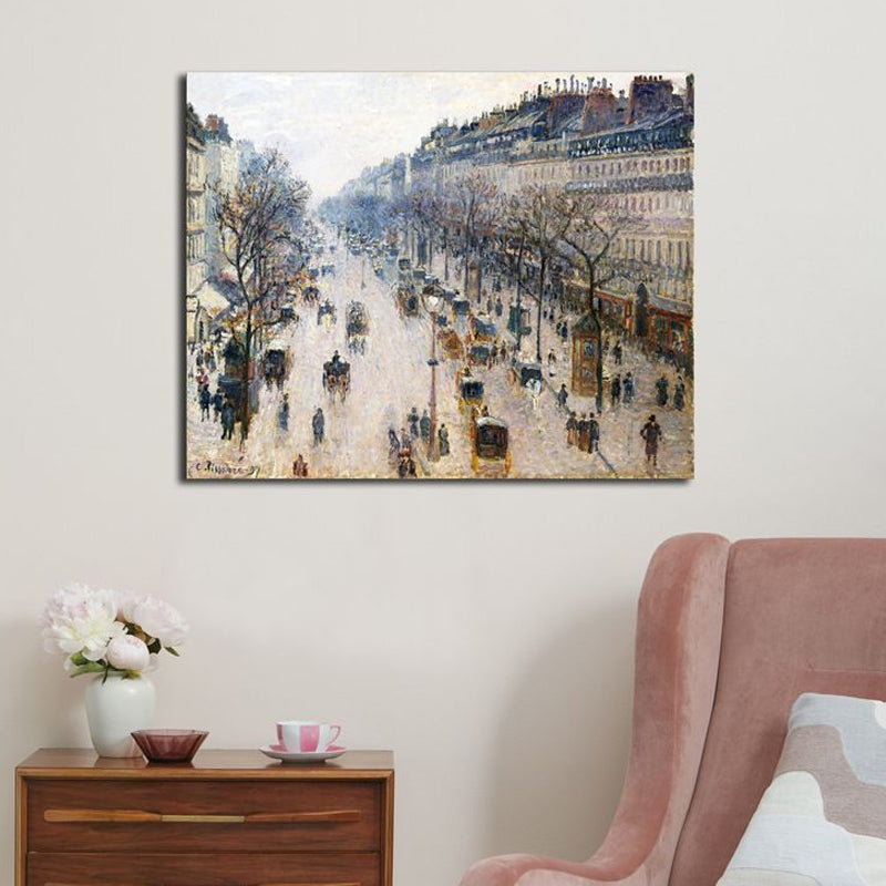 Impressionism Style City Landscape Canvas Pastel Color Bathroom Art Print, Multiple Sizes Clearhalo 'Arts' 'Canvas Art' 1726846