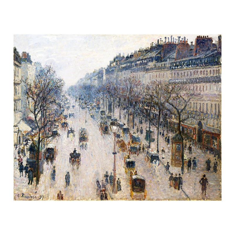 Impressionism Style City Landscape Canvas Pastel Color Bathroom Art Print, Multiple Sizes Clearhalo 'Arts' 'Canvas Art' 1726847