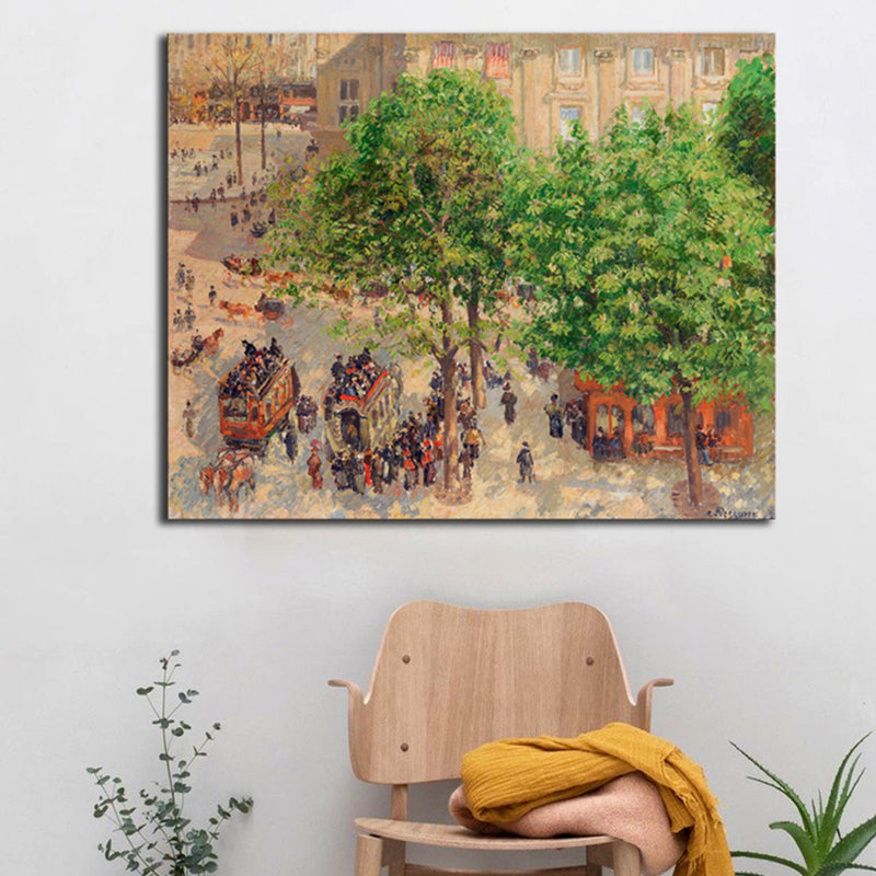 Impressionism Style City Landscape Canvas Pastel Color Bathroom Art Print, Multiple Sizes Green Clearhalo 'Arts' 'Canvas Art' 1726852