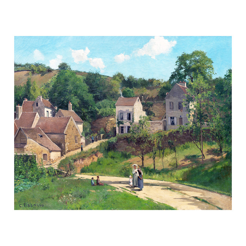 Impressionism Style City Landscape Canvas Pastel Color Bathroom Art Print, Multiple Sizes Clearhalo 'Arts' 'Canvas Art' 1726859