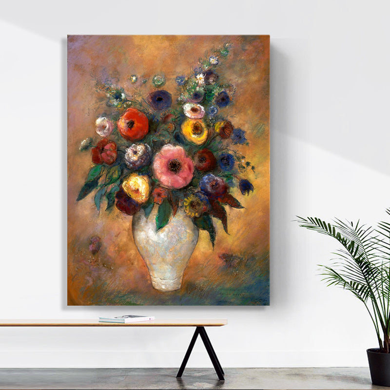 Canvas Textured Art French Country Style Bouquet and Vase Painting, Multiple Sizes Orange Clearhalo 'Arts' 'Canvas Art' 1726885