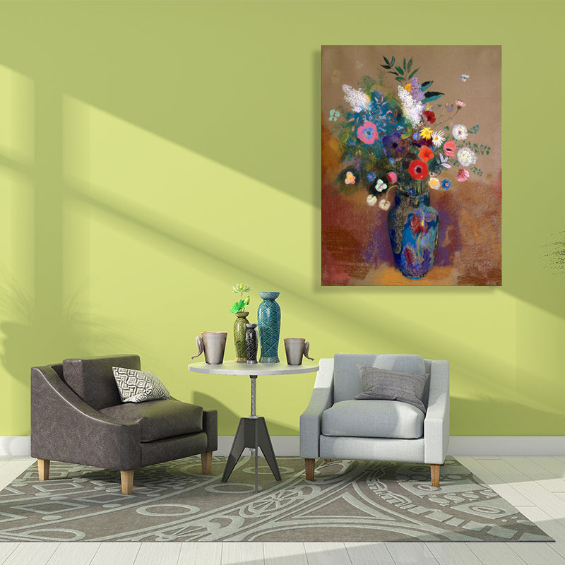 Canvas Textured Art French Country Style Bouquet and Vase Painting, Multiple Sizes Brown Clearhalo 'Arts' 'Canvas Art' 1726892