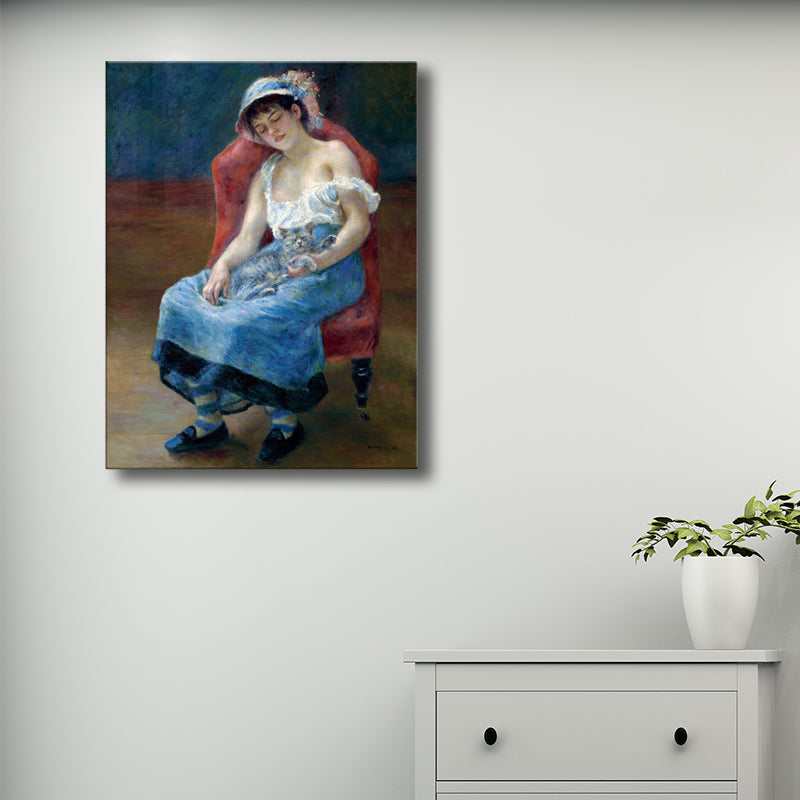 Impressionism Sleeping Maiden Canvas for Bedroom Oil Painting Wall Art, Multiple Sizes Blue Clearhalo 'Arts' 'Canvas Art' 1726948