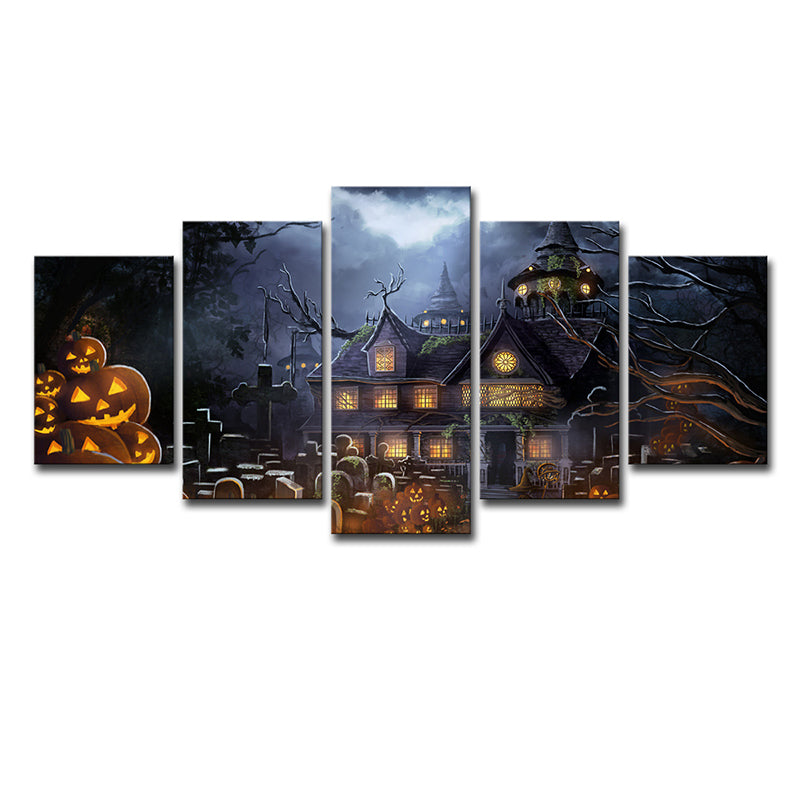 Black Halloween Parade Pumpkins Art Print Multi-Piece Kids Style Living Room Wall Decor Clearhalo 'Art Gallery' 'Canvas Art' 'Kids' Arts' 1726985