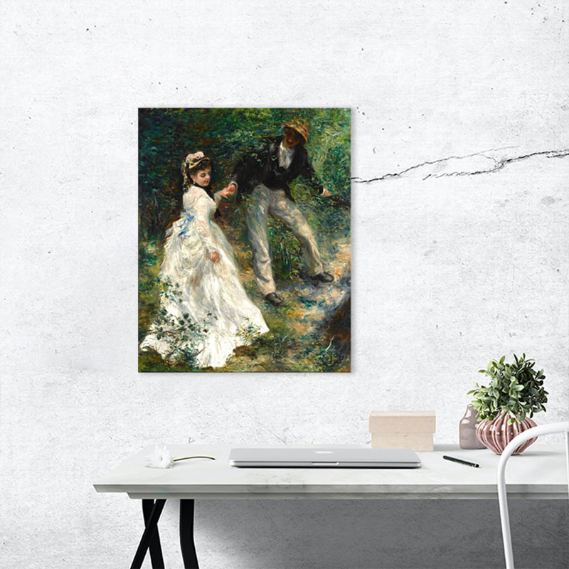 Couple Outing View Canvas for Bathroom Oil Painting Wall Art Print, Multiple Sizes Green Clearhalo 'Arts' 'Canvas Art' 1726996