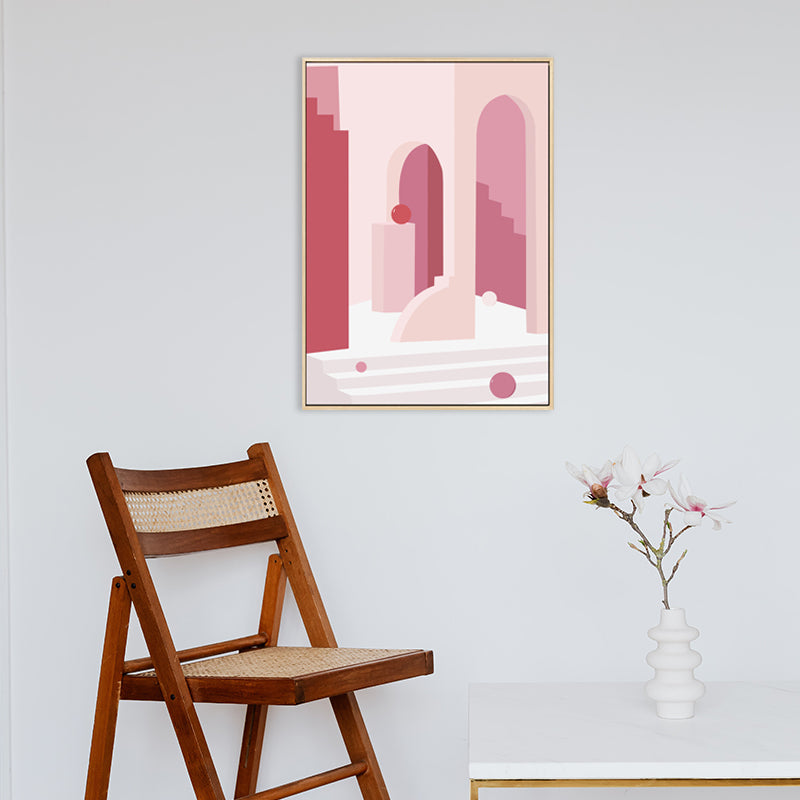 Nordic Style Indoor Staircase Painting in Soft Color Textured Canvas for Dining Room Clearhalo 'Arts' 'Canvas Art' 1727027