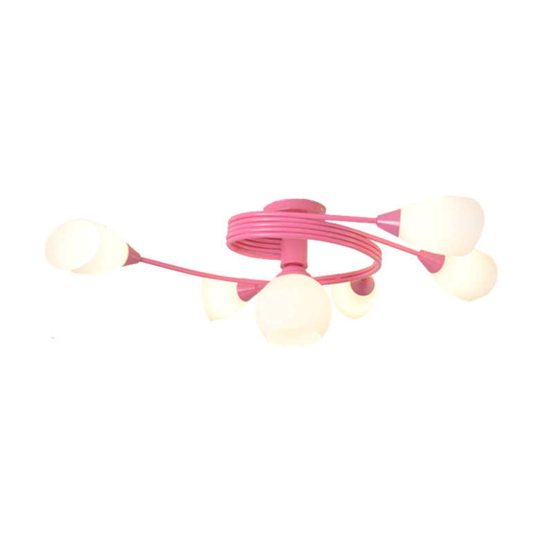 Metallic Twisted Arm Ceiling Lamp Kid Bedroom Kindergarten Modern Semi Flush Ceiling Light Clearhalo 'Ceiling Lights' 'Close To Ceiling Lights' 'Close to ceiling' 'Glass shade' 'Glass' 'Semi-flushmount' Lighting' 172708