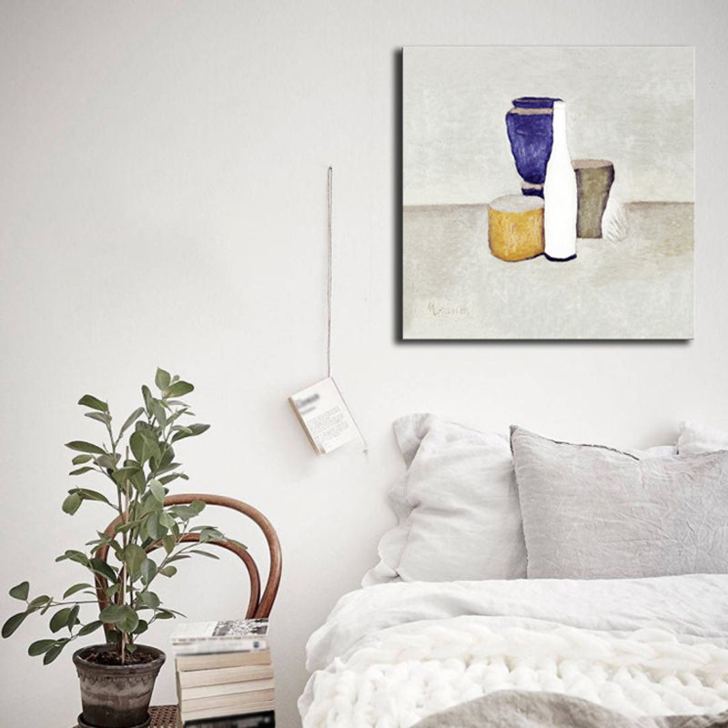 Pottery Cup Painting Impressionism Style Canvas Textured Art Print in Soft Color White Clearhalo 'Arts' 'Canvas Art' 1727080