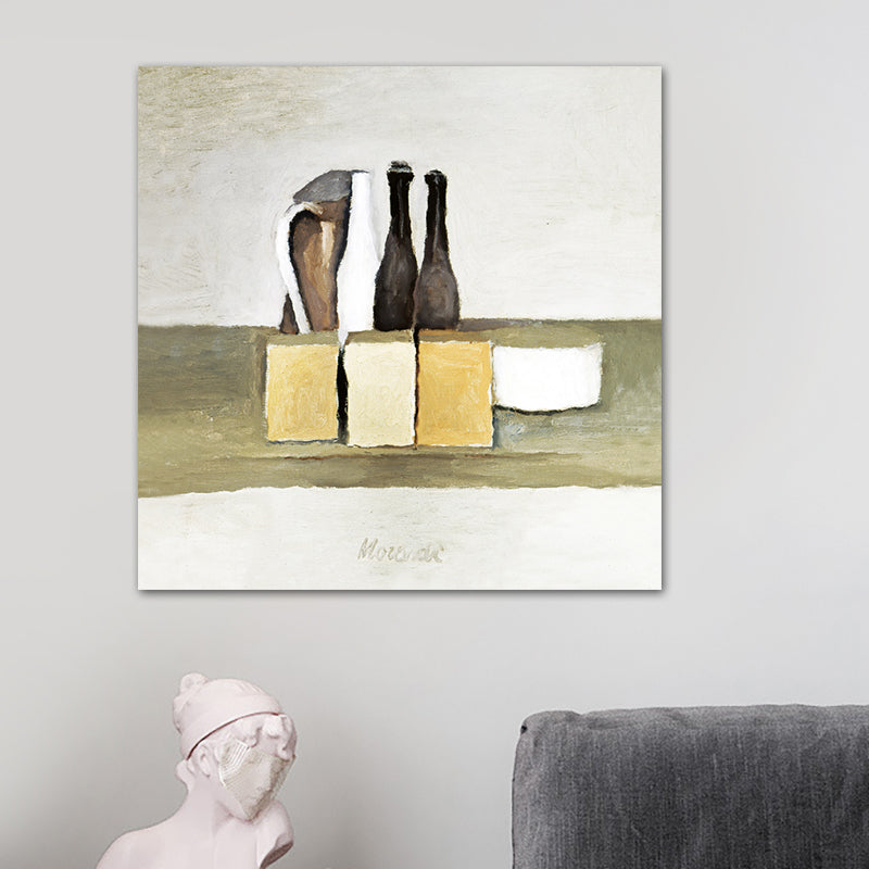 Pottery Cup Painting Impressionism Style Canvas Textured Art Print in Soft Color Brown Clearhalo 'Arts' 'Canvas Art' 1727086