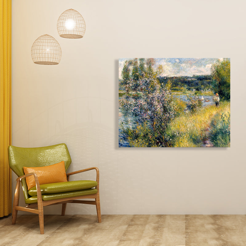 Impressionismo Riverside Legno decorazione da parete tela arte gialla testurizzata per soggiorno