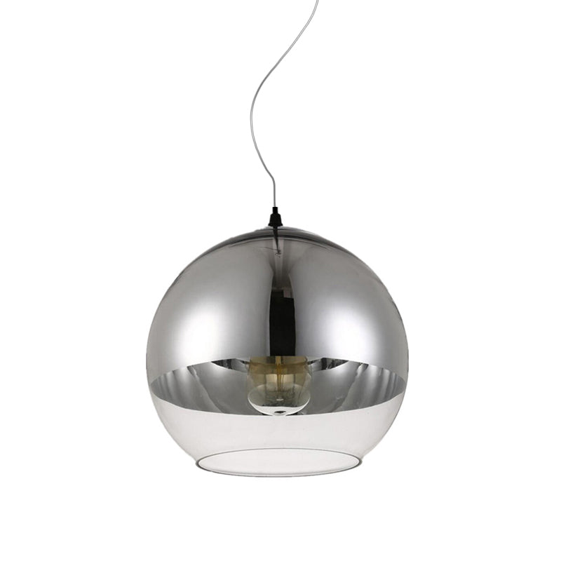 6"/8"/10"W Globe Pendant Lighting Post-Modern Glass 1 Light Sliver Hanging Ceiling Light Clearhalo 'Ceiling Lights' 'Glass shade' 'Glass' 'Modern Pendants' 'Modern' 'Pendant Lights' 'Pendants' Lighting' 172720