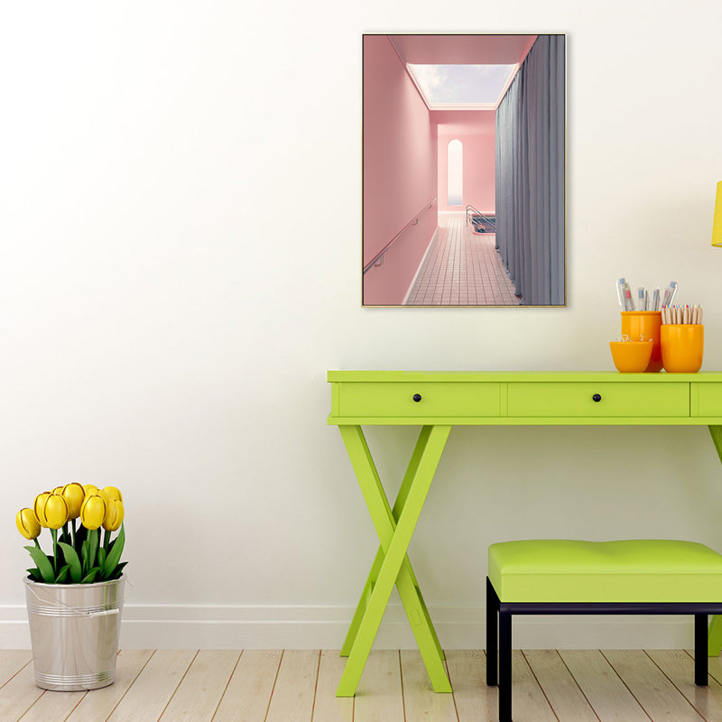 Textured Curtain and Hallway Painting Canvas Modern Style Wall Print for Playroom Clearhalo 'Art Gallery' 'Canvas Art' 'Contemporary Art Gallery' 'Modern' Arts' 1727223