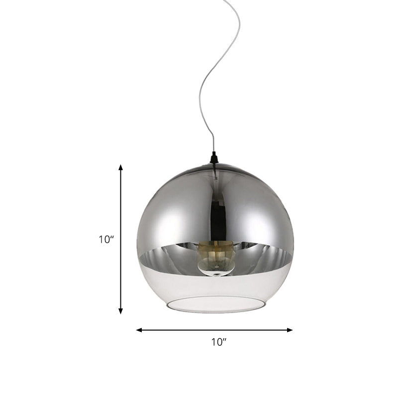 6"/8"/10"W Globe Pendant Lighting Post-Modern Glass 1 Light Sliver Hanging Ceiling Light Clearhalo 'Ceiling Lights' 'Glass shade' 'Glass' 'Modern Pendants' 'Modern' 'Pendant Lights' 'Pendants' Lighting' 172723