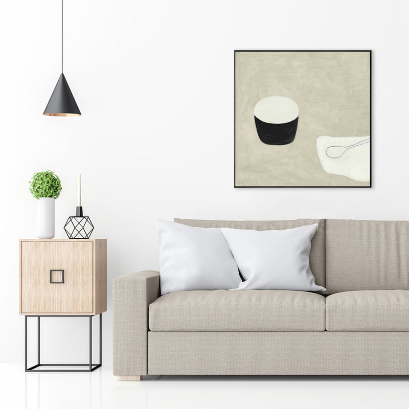 Cartoon Cups Wall Decor Scandinavian Textured Bedroom Canvas, Multiple Size Options White Clearhalo 'Arts' 'Canvas Art' 1727242