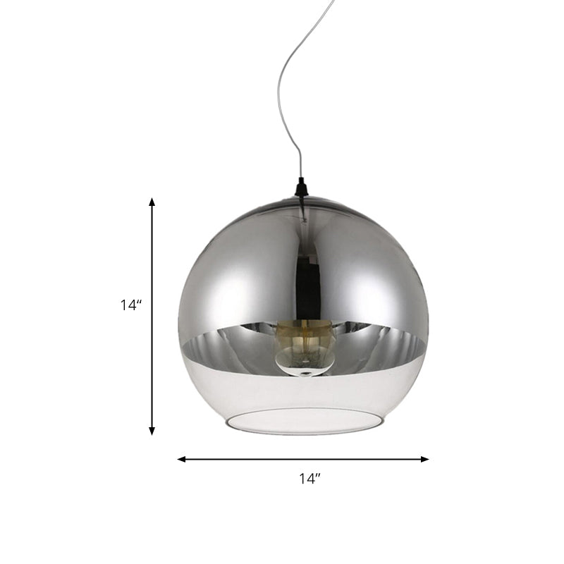 6"/8"/10"W Globe Pendant Lighting Post-Modern Glass 1 Light Sliver Hanging Ceiling Light Clearhalo 'Ceiling Lights' 'Glass shade' 'Glass' 'Modern Pendants' 'Modern' 'Pendant Lights' 'Pendants' Lighting' 172725