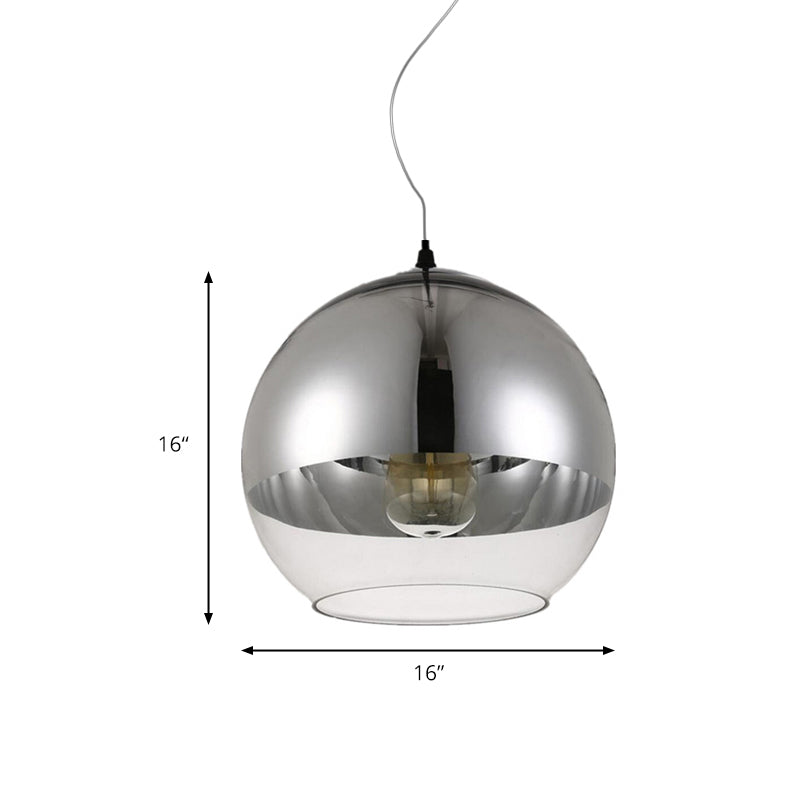 6"/8"/10"W Globe Pendant Lighting Post-Modern Glass 1 Light Sliver Hanging Ceiling Light Clearhalo 'Ceiling Lights' 'Glass shade' 'Glass' 'Modern Pendants' 'Modern' 'Pendant Lights' 'Pendants' Lighting' 172726