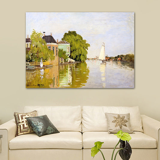 Canvas Pastel Color Wall Decor Impressionism Riverside Scenery Art Print, Multiple Sizes Clearhalo 'Arts' 'Canvas Art' 1727284