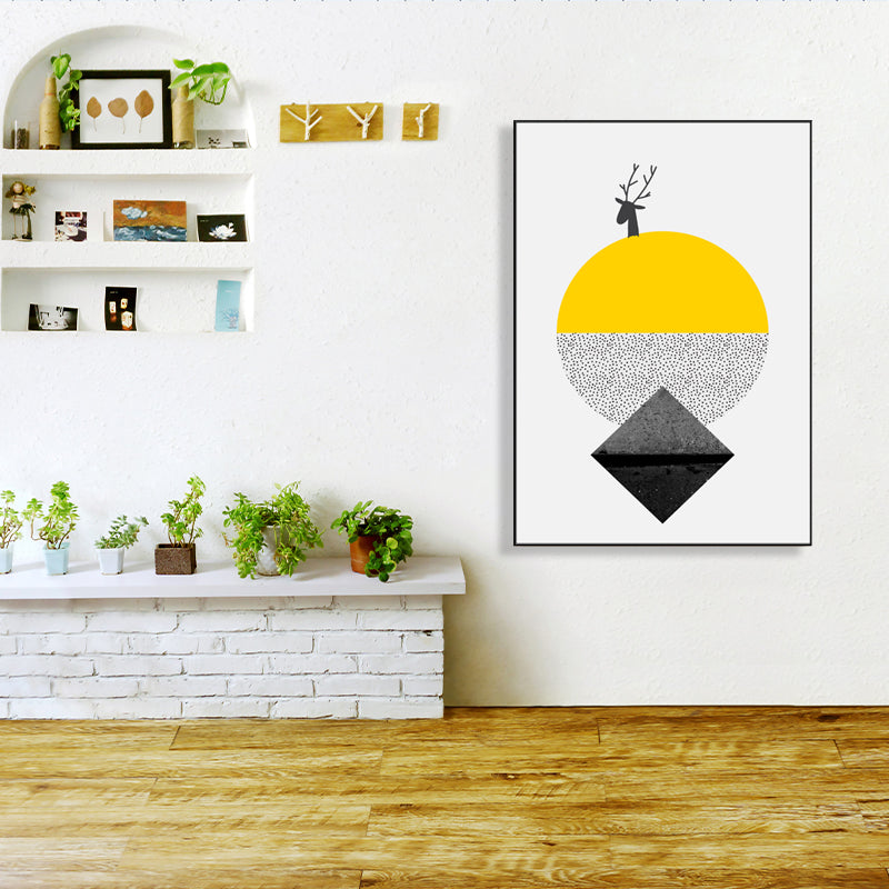 Yellow Novel Geometric Pattern Painting Illustration Nordic Textured Canvas for Playroom Yellow Clearhalo 'Arts' 'Canvas Art' 1727359