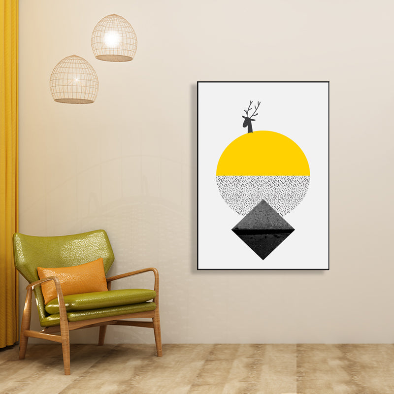 Yellow Novel Geometric Pattern Painting Illustration Nordic Textured Canvas for Playroom Clearhalo 'Arts' 'Canvas Art' 1727360