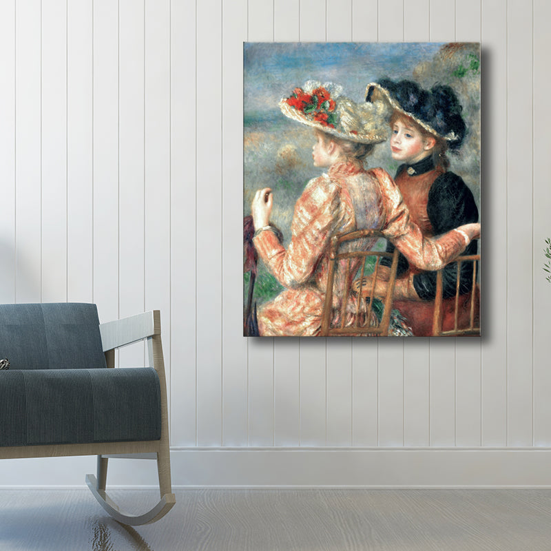 Impressionism Style European Maiden Art Orange Textured Wall Decor for Guest Room Clearhalo 'Arts' 'Canvas Art' 1727378