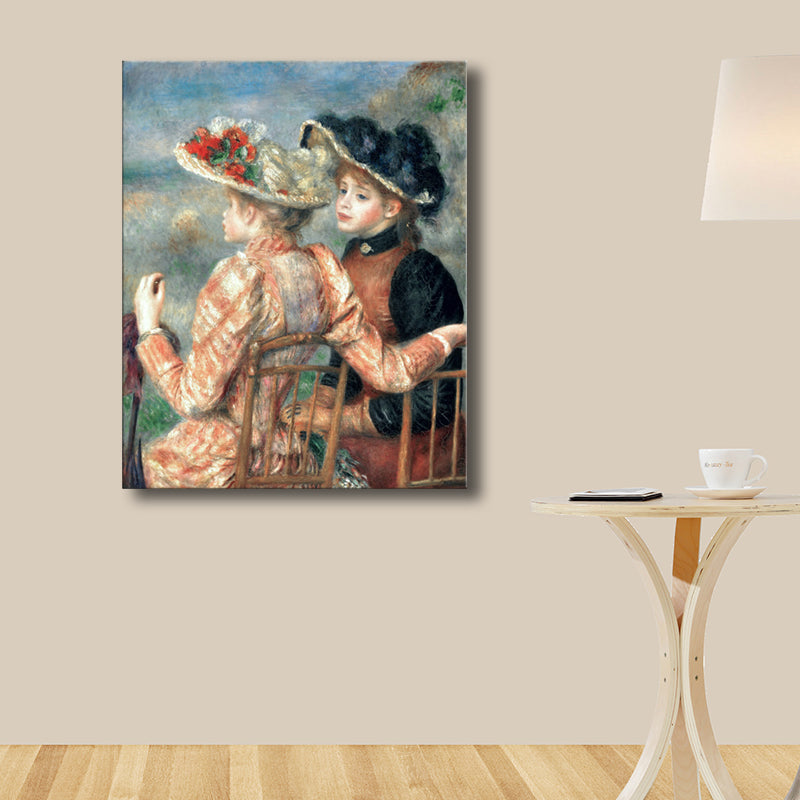 Impressionism Style European Maiden Art Orange Textured Wall Decor for Guest Room Clearhalo 'Arts' 'Canvas Art' 1727379