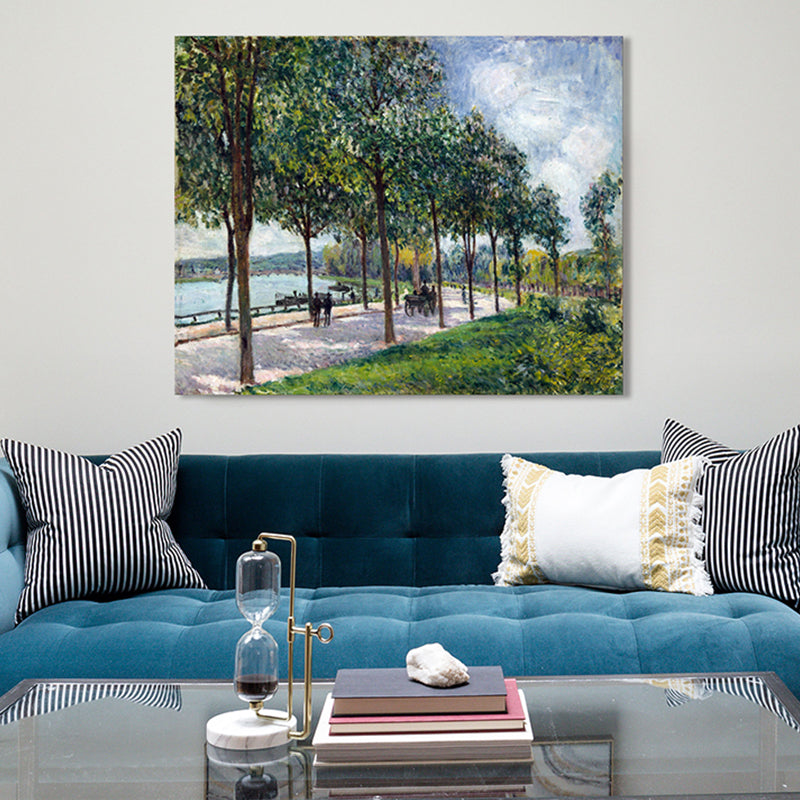 Tree-Lined Trail Scenery Canvas Textured Impressionism Style for Bedroom Painting Green Clearhalo 'Arts' 'Canvas Art' 1727461