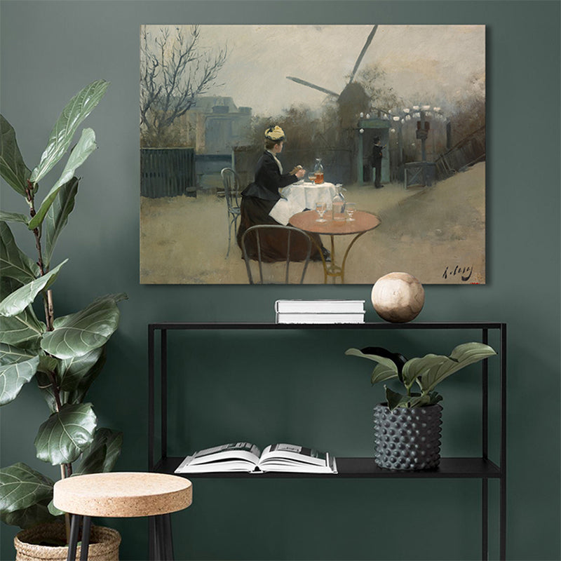 Building View Canvas Print Textured Impressionism Style for Girls Bedroom Painting Black Clearhalo 'Arts' 'Canvas Art' 1727475