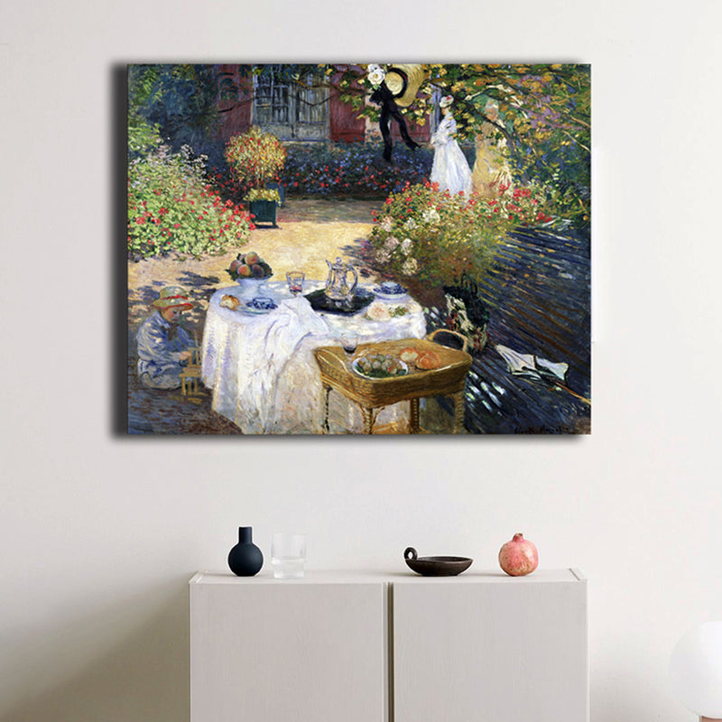 Canvas Pastel Color Art Print Impressionism Style Picnickers Painting, Multiple Sizes Green Clearhalo 'Arts' 'Canvas Art' 1727563