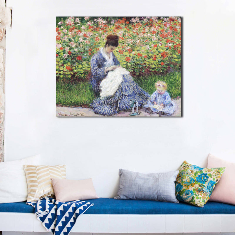 Canvas Pastel Color Art Print Impressionism Style Picnickers Painting, Multiple Sizes Blue Clearhalo 'Arts' 'Canvas Art' 1727569