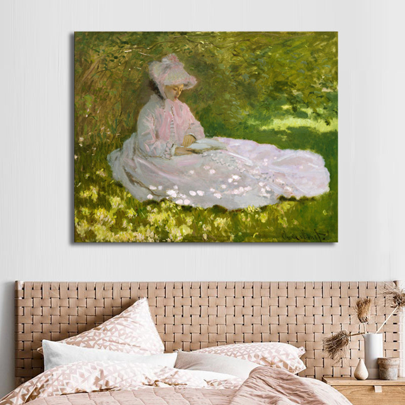 Canvas Pastel Color Art Print Impressionism Style Picnickers Painting, Multiple Sizes White Clearhalo 'Arts' 'Canvas Art' 1727573