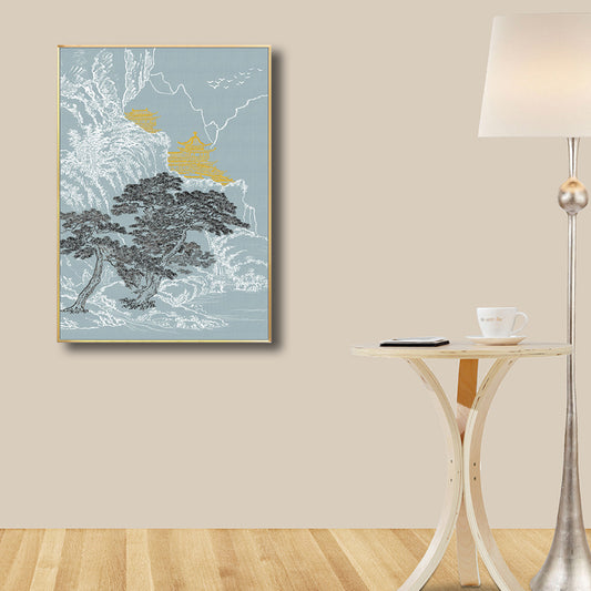 Asian Style Trees Canvas Light Color Dining Room Painting, Multiple Sizes Options Clearhalo 'Arts' 'Canvas Art' 1727753