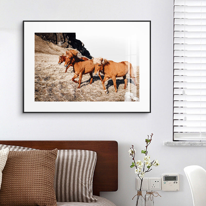 Canvas Pastel Color Wall Decor Contemporary Horses Art, Multiple Sizes Available Orange Clearhalo 'Art Gallery' 'Canvas Art' 'Contemporary Art Gallery' 'Modern' Arts' 1727787