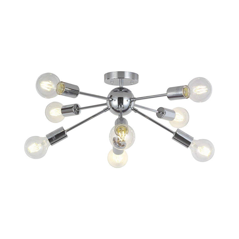 Metal Linear Semi Flush Mount Light with Small Ball Restaurant 8 Heads Modern Ceiling Lamp Clearhalo 'Ceiling Lights' 'Close To Ceiling Lights' 'Close to ceiling' 'Semi-flushmount' Lighting' 172792