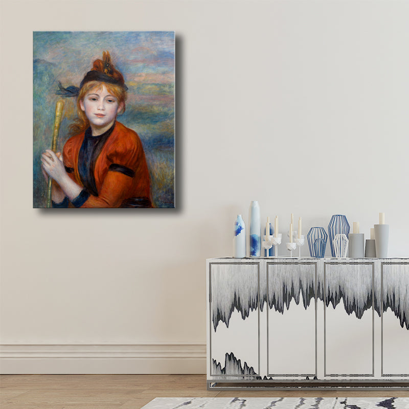 Orange European Maiden Painting Textured Impressionism Style Dining Room Wall Art Orange Clearhalo 'Arts' 'Canvas Art' 1727969