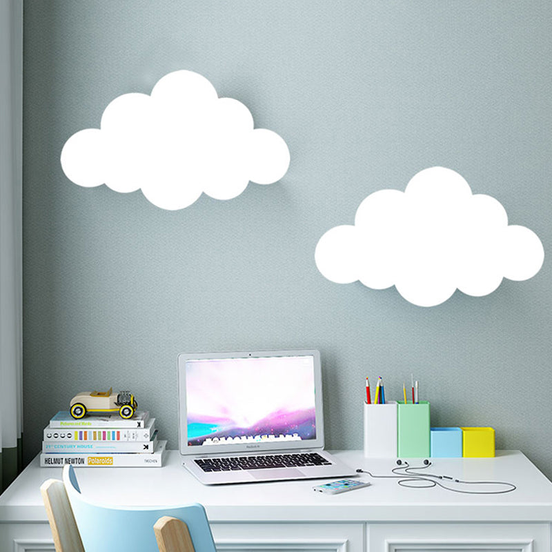 Kids White Finish Sconce Light Cloud Shape Acrylic LED Wall Lamp for Kindergarten Corridor Clearhalo 'Wall Lamps & Sconces' 'Wall Lights' Lighting' 172797