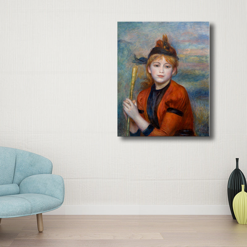 Orange European Maiden Painting Textured Impressionism Style Dining Room Wall Art Clearhalo 'Arts' 'Canvas Art' 1727971