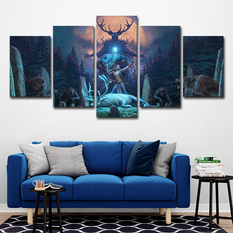 Blue Kids Canvas Digital Print the Elder Scrolls Online Wall Art for Teen Room Clearhalo 'Art Gallery' 'Canvas Art' 'Kids' Arts' 1727991