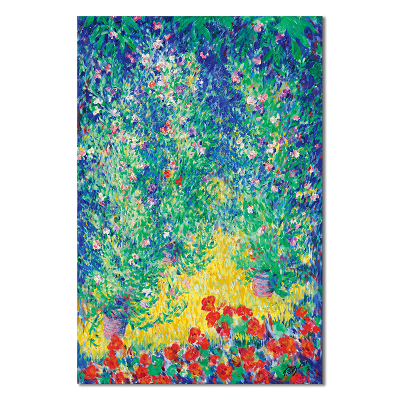 Impressionism Style Flower Shrubs Canvas Botanical Green Wall Decor, Multiple Sizes