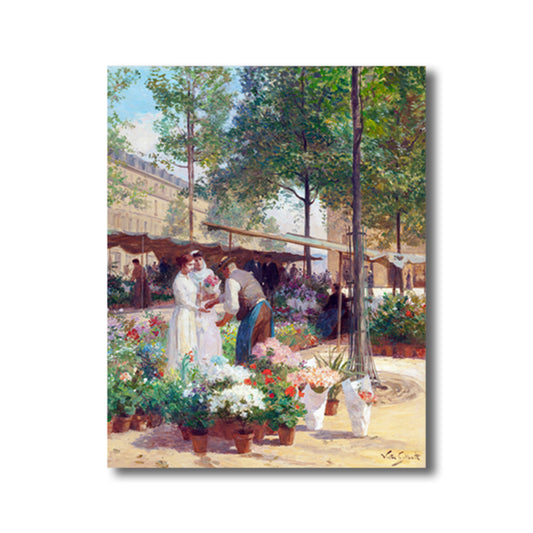 Flowers Market Scene Art Print Impressionism Canvas Wall Decor, Multiple Sizes Options Clearhalo 'Arts' 'Canvas Art' 1728170