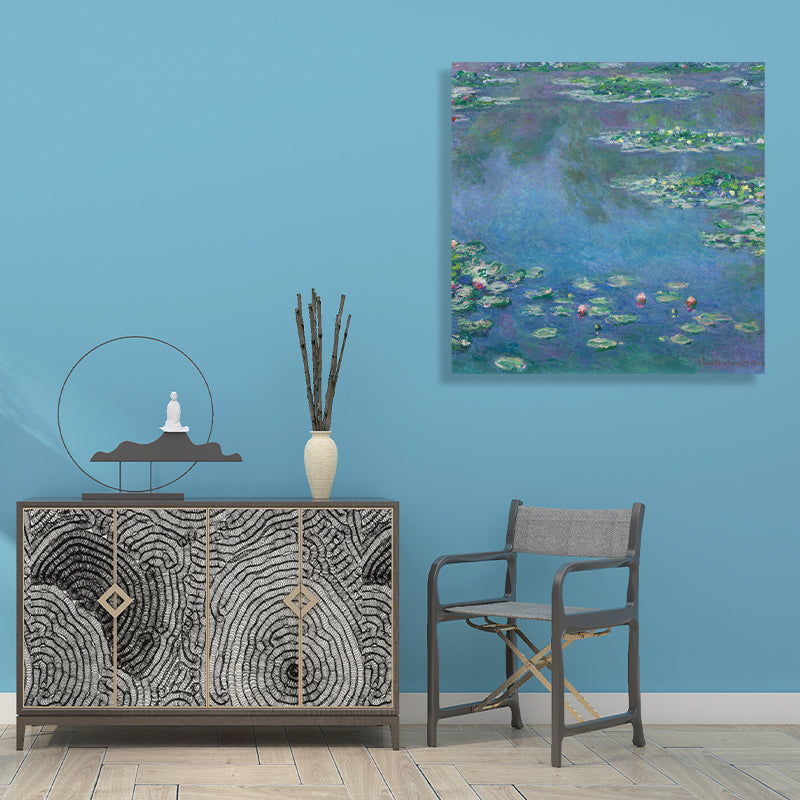 Wild Lotus Pond View Painting French Country Style Canvas Wall Art, Multiple Sizes Clearhalo 'Arts' 'Canvas Art' 1728180