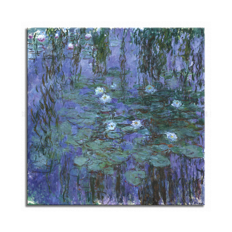 Wild Lotus Pond View Painting French Country Style Canvas Wall Art, Multiple Sizes Clearhalo 'Arts' 'Canvas Art' 1728188