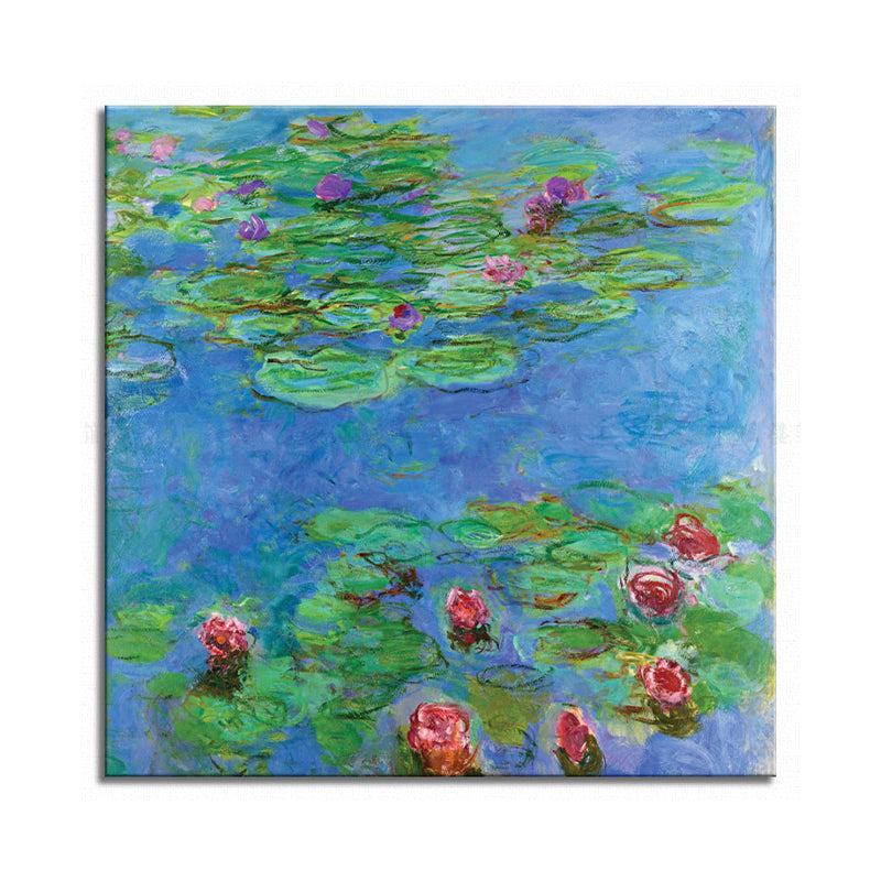 Wild Lotus Pond View Painting French Country Style Canvas Wall Art, Multiple Sizes Clearhalo 'Arts' 'Canvas Art' 1728192