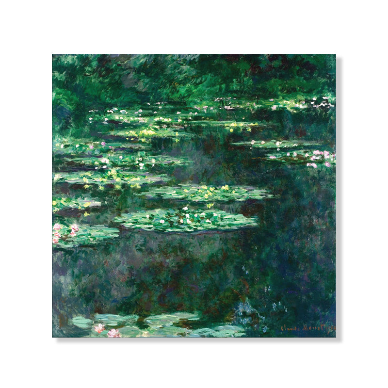 Wild Lotus Pond View Painting French Country Style Canvas Wall Art, Multiple Sizes Clearhalo 'Arts' 'Canvas Art' 1728196