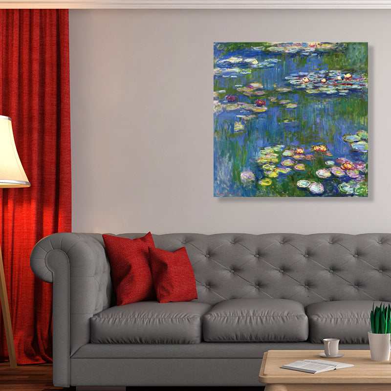 Wild Lotus Pond View Painting French Country Style Canvas Wall Art, Multiple Sizes Green Design 5 Clearhalo 'Arts' 'Canvas Art' 1728197