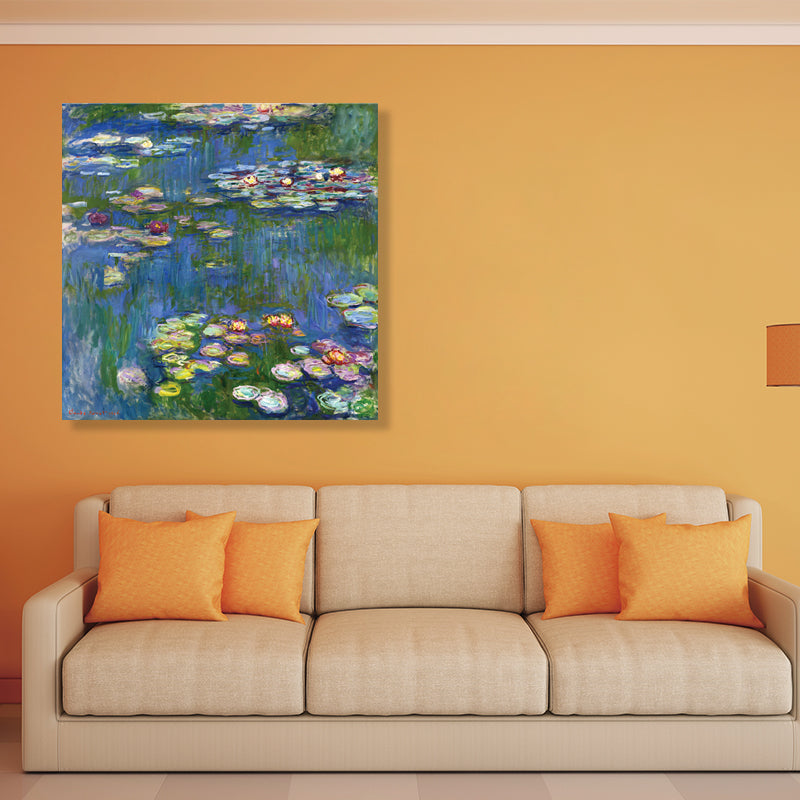 Wild Lotus Pond View Painting French Country Style Canvas Wall Art, Multiple Sizes Clearhalo 'Arts' 'Canvas Art' 1728198