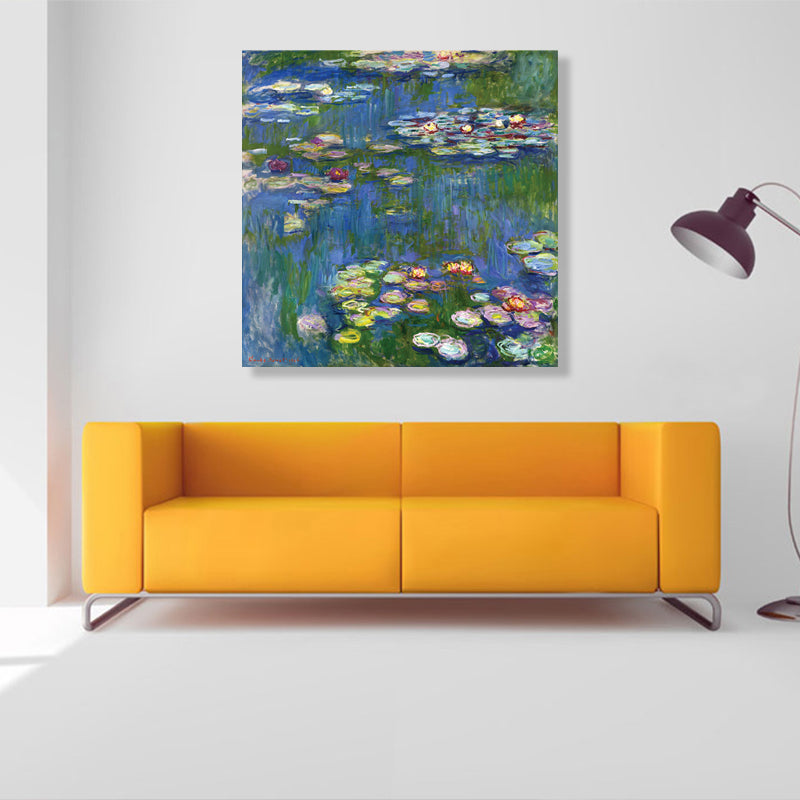 Wild Lotus Pond View Painting French Country Style Canvas Wall Art, Multiple Sizes Clearhalo 'Arts' 'Canvas Art' 1728199