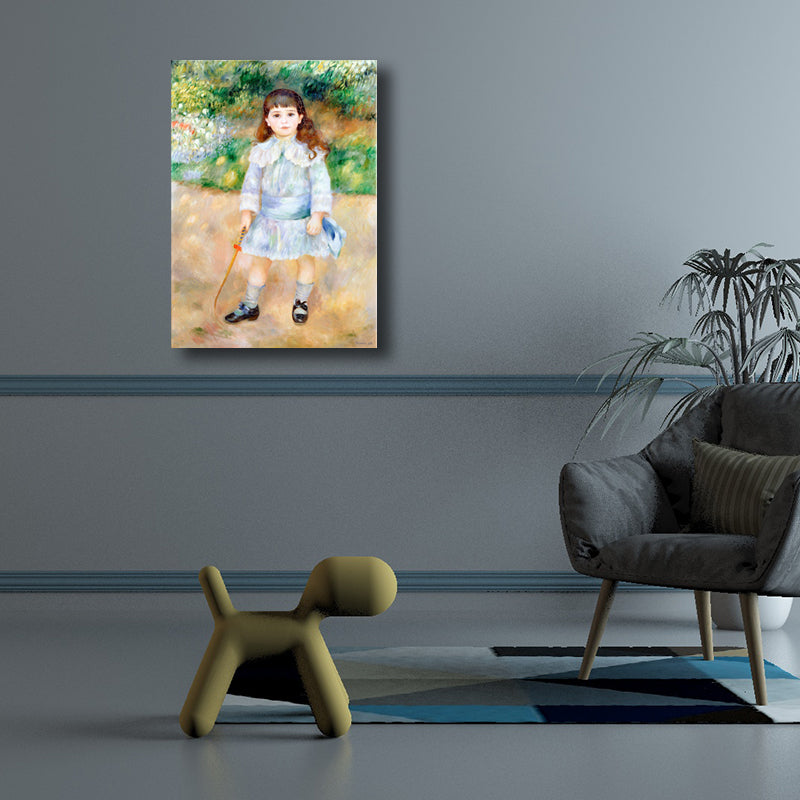 Little Girl Painting Impressionism Canvas Textured Wall Art in Blue, Multiple Sizes Clearhalo 'Arts' 'Canvas Art' 1728202