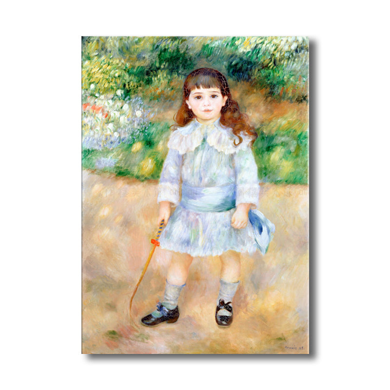 Little Girl Painting Impressionism Canvas Textured Wall Art in Blue, Multiple Sizes Clearhalo 'Arts' 'Canvas Art' 1728204