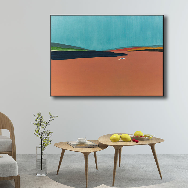 Contemporary Flatlands Scene Canvas in Orange Textured Wall Art Decor for Bathroom Clearhalo 'Art Gallery' 'Canvas Art' 'Contemporary Art Gallery' 'Modern' Arts' 1728210